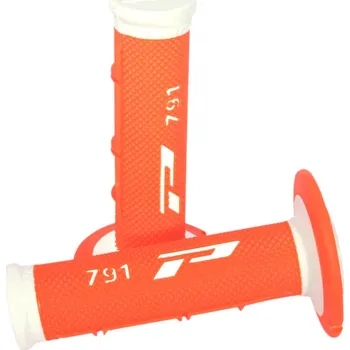 A Dvouvrstvé motokrosové rukojeti - gripy Progrip 791 WHITE/FLUO ORANGE (Rukojeti na řidítka, ručky na moto)