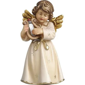 Vánoce Ornatis Anděl s harfou Provedení: Přírodní bez malování, Velikost stojících figur dospělých postav: 5 cm Dřevěný vyřezávaný anděl s kytarou