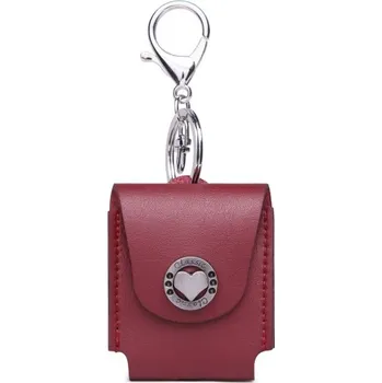 Pouzdro na mobilní telefon Ochranný obal z umělé kůže s karabinou pro AirPods 1 / 2 - vínový