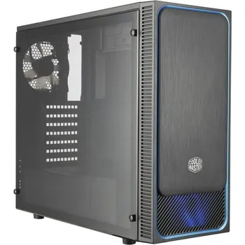 PC skříň Recenze Cooler Master MasterBox E500L modrý rámeček průhledný boční panel