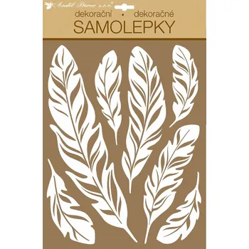 Samolepící dekorace Samolepicí dekorace na stěnu bílá pírka s glitry 10280 / Samolepky na zeď ( 35 x 27 cm ) Room Decor