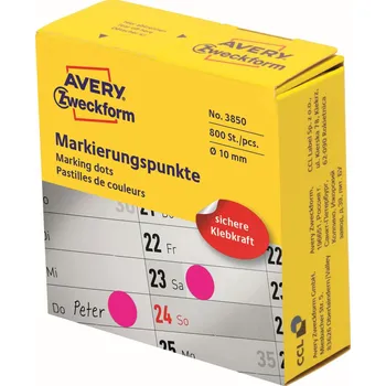 Samolepící etiketa Avery Zweckform 3850 Samolepicí tečky Ø 10 mm, 800 ks, purpurové
