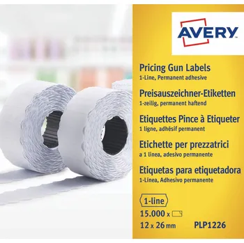 Samolepící etiketa Avery Zweckform PLP1226 Etikety do etiketovacích kleští 26x12 mm, 15000 ks, bílé