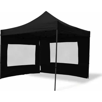 Zahradní stan Garthen Profi párty stan nůžkový 3 x 3 m černý + 4 bočnice