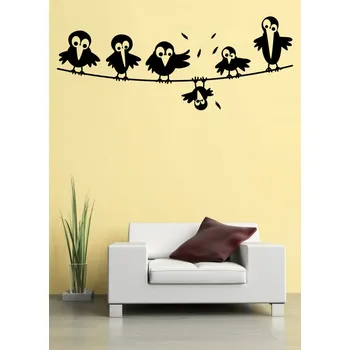 Samolepící dekorace Samolepka na zeď Ptáci na drátě 2 (dekorace na zeď)