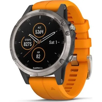 Chytré hodinky Garmin Fenix 5 Plus, Sapphire Titanium Orange Band