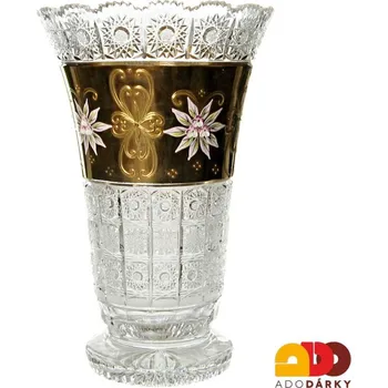 Váza Broušená váza zdobená zlatem 30,2 cm (Váza z českého křišťálu, zdobená zlatem)