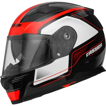 Helma na motorku Cassida Apex Fusion černá/bílá/červená fluo