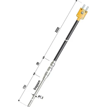B & B Thermotechnik Plášťový termočlánek NiCr-Ni | -100 až +1000 °C | ∅1,5x150 mm | teplotní čidlo