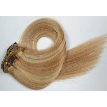 Příčesek CLIP IN 7pásů BLOND MELÍR #18/613, 70g, 45cm, 100% lidské vlasy k prodloužení