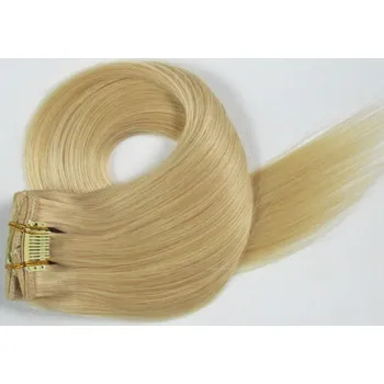 Příčesek CLIP IN 7pásů SVĚTLÁ BLOND #60, 70g, 40cm, 100% lidské vlasy