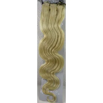 Příčesek CLIP IN 7pásů BLOND vlnité #613, 75g, 50cm, 100% lidské vlasy
