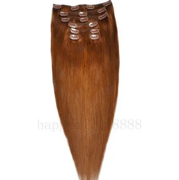 Příčesek CLIP IN 7pásů SVĚTLEJŠÍ HNĚDÁ #08, 70g, 40cm, 100% lidské vlasy