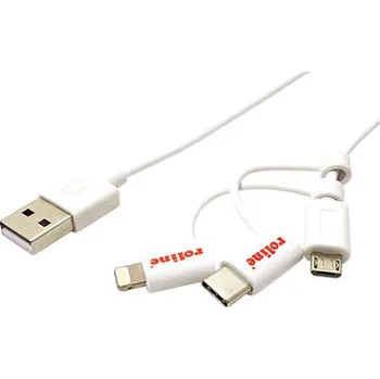 ROLINE USB 2.0 kabel USB A(M) - microUSB B(M), s redukcí na USB C a Apple Lightning, bílý, 1m - 11.02.8329