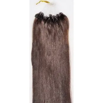 Příčesek PERFEKTVLASY MICRO RING 100 pramenů TMAVĚ HNĚDÁ #02,50g, 40cm, 100% lidské vlasy k prodloužení