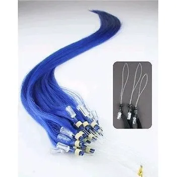 MICRO RING 50 pramenů MODRÁ, 40cm,100% lidské vlasy k prodloužení