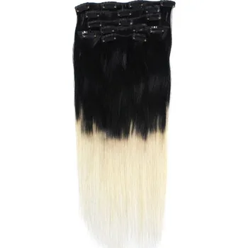 Příčesek OMBRE CLIP IN 7pásů ČERNÁ/blond #01/613, 70g, 45cm,100% lidské vlasy
