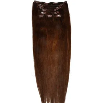 Příčesek CLIP IN 7pásů STŘEDNĚ HNĚDÁ #04, 75g, 50cm,100% lidské vlasy