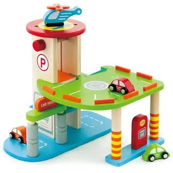 garáž Bigjigs DS80600631 dřevěné parkoviště s výtahem