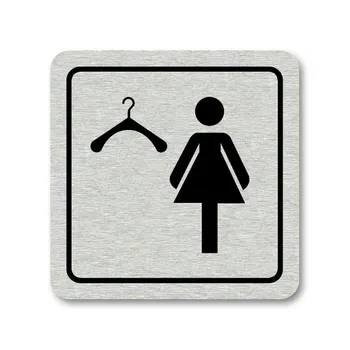 Informační tabulka Poháry.com Piktogram šatna ženy stříbro