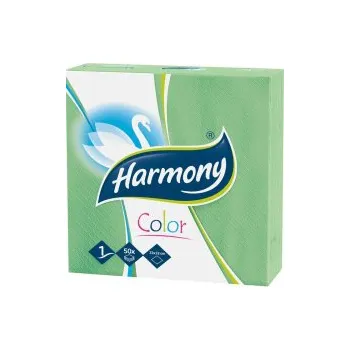 Ubrousky papírové barevné Harmony Color - 33 cm x 33 cm / zelená / 50 ks