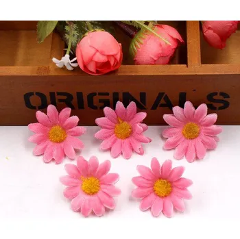 umělá květina Květ kopretina tmavě růžová, textilní dekorace, květina 4cm