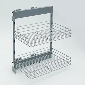 Nábytkové kování Wireli Plnovýsuvný dvojkoš Komfort boční s tlumeným dovřením Pravý, 350x495x585 mm, chrom