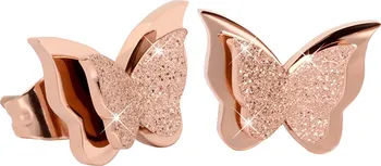 Náušnice Troli Metal Butterfly KES-048 Rose Gold