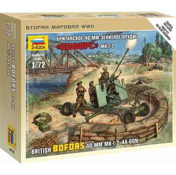Plastikový model Zvezda 6170 British Bofors 40 mm Mk-2 AA-Gun 1:72