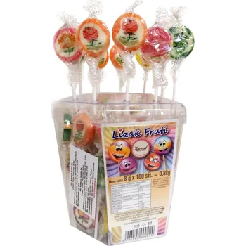 Bonbon Lízátko roksové 8 g ovocné ploché - dóza 100 ks (dóza 100 ks)