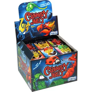 Cukrovinka Želé VIDAL CREEPY pavouci 11 g - SUPER CENA !!! balení 66 ks (ovocné želé - creepy jelly pavouk hmyz, cena za balení)