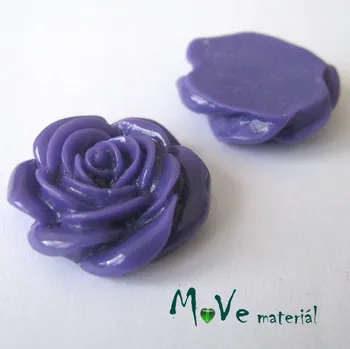 Dětské navlékací korálky Kabošon růže lesklá D5 - resin - 2ks, tm. fialový
