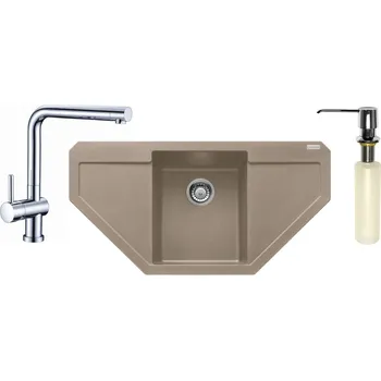 Granitový dřez Set Franke G85 MRG 612 E + baterie Samoa + dávkovač FD 300 kašmír