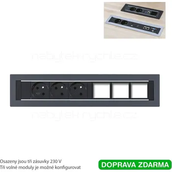 Elektrická zásuvka Vault KPP 6 Zásuvkový panel konfigurovatelný pevný černý