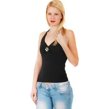 Glara Krátké jednobarevné dámské tílko za krk 30355