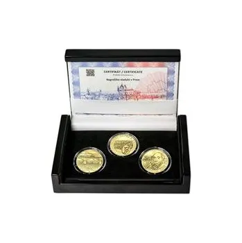 NEGRELLIHO VIADUKT V PRAZE – návrhy mince 5000 Kč sada tří Au medailí 1/2 Oz b.k.