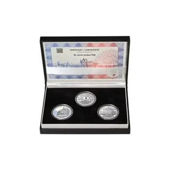 20. VÝROČÍ ZALOŽENÍ ČNB A VZNIK ČESKÉ MĚNY – návrhy mince 200 Kč - sada 3x stříbro 1 Oz b.k.