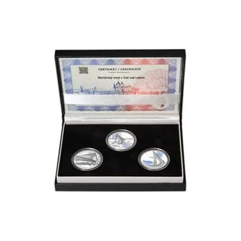MARIÁNSKÝ MOST V ÚSTÍ NAD LABEM – návrhy mince 5000 Kč sada 3x stříbro 28 mm Proof