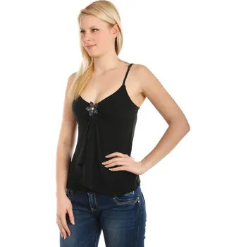 Glara Dámské bavlněné tílko s aplikací a úzkými ramínky 38889