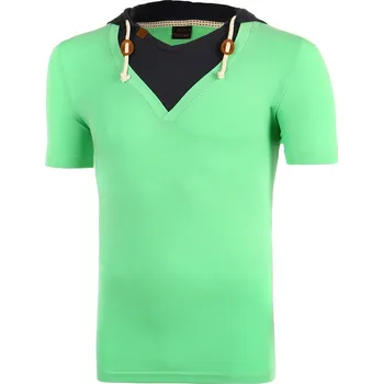 Pánské tričko Glara Pánské dvoubarevné tričko s kapucí a krátkým rukávem 225993