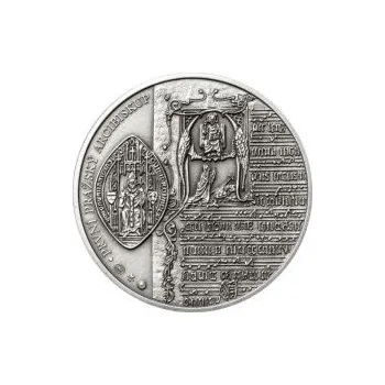 Arnošt z Pardubic - 650. výročí úmrtí stříbro patina