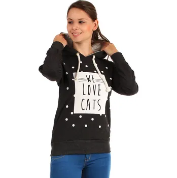 Dámská mikina Glara Dámská puntíkatá mikina s kapucí a potiskem 163092