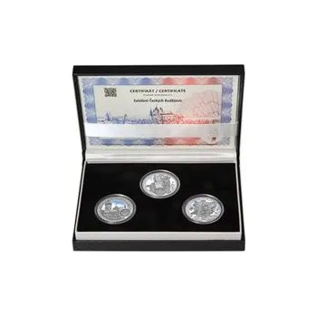ZALOŽENÍ ČESKÝCH BUDĚJOVIC - návrhy mince 200 Kč - sada 3x stříbro 34mm b.k.