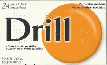 Lék na bolest v krku Drill Růžový Med 24 pastilek