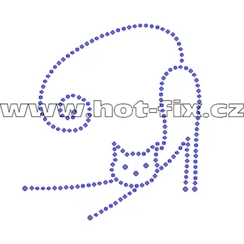 ZA020 - kočka nažehlovací hot-fix kamínková aplikace na textil, rozměry cca 8,9x9,8cm barva: kameny barva 101 Crystal /stříbrná