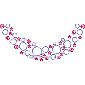 OV021 - výstřih nažehlovací hot-fix kamínková aplikace na textil, rozměry cca 26,6x12,0cm barva: polobroušené kameny barva 101 Crystal /stříbrná a 103 Siam /červená