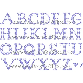 nažehlovací kamínkový potisk na textil písmena abecedy, výška cca 2,4cm barva kamenů - písmena: polobroušené kameny barva 101 Crystal /stříbrná, písmeno: písmeno T