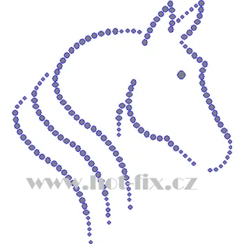 ZK002-B - kůň nažehlovací potisk z hot-fix kamenů, rozměry cca 10,8x11,9cm barva: kameny barva 101 Crystal /stříbrná