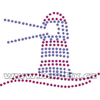 SM002 - nažehlovací potisk z hot-fix kamínků maják, rozměry cca 8,5x6,5cm barva: polobroušené kameny barva 101 Crystal /stříbrná a 103 Siam /červená