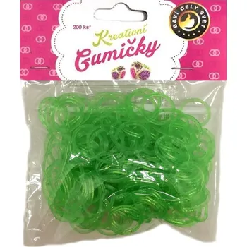 kreativní sada Gumičky Loom Bands (25) Loom Bands Pletací gumičky zelené 1 se třpytkami 200ks + háček